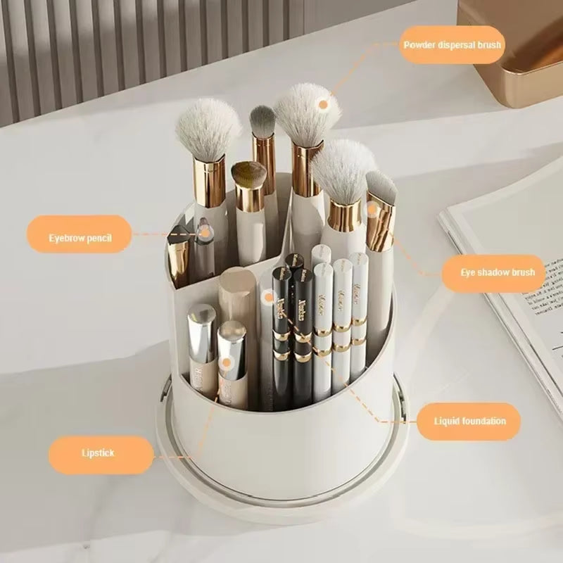Makeup Brush Holder 360° Rotating Desktop Makeup Organizer Lipstick Eyebrow Pencil Containe