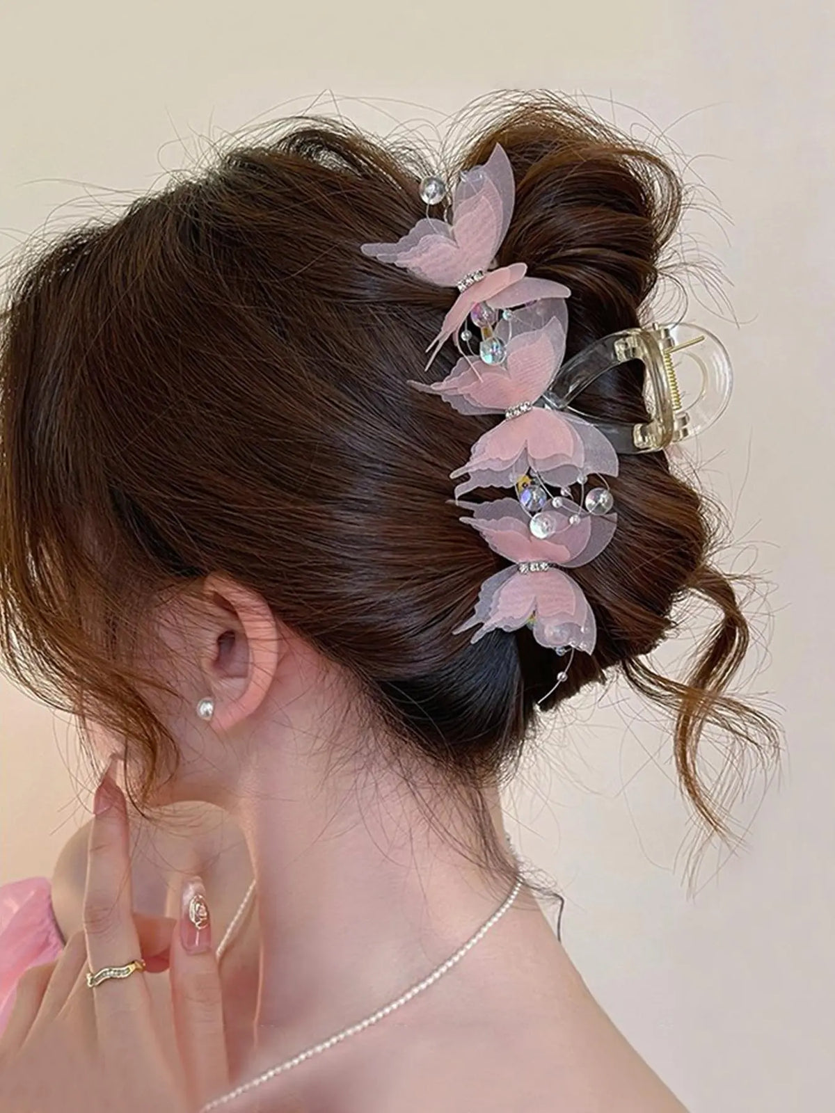 Women'S Elegant Rhinestone Decorated Butterfly Design Hair Claw, Exquisite Trendy Hair Claw for Fall Festival, Fashionable Hair Accessories for Women & Girls, Birthday Gifts