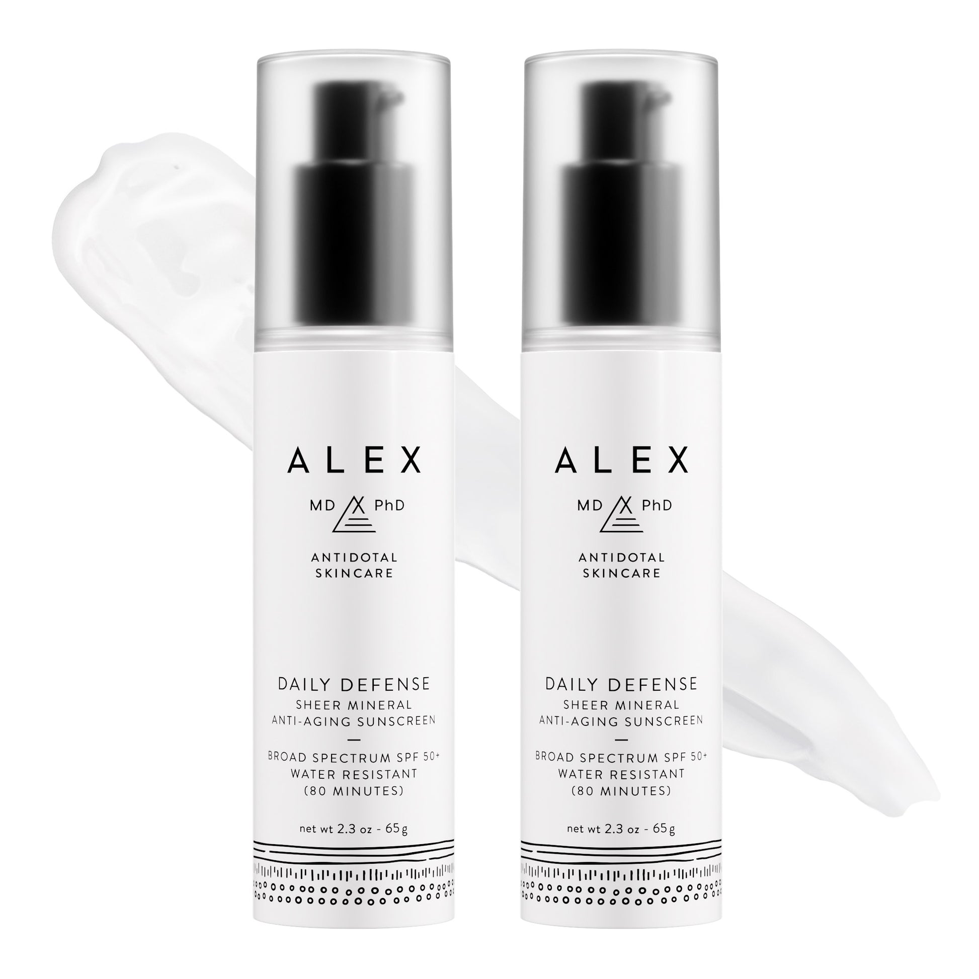 Ultimate Daily Defense: Alex MD PhD Mineral Anti-Aging Sunscreen SPF 50+ - 2 Pack for All Skin Types