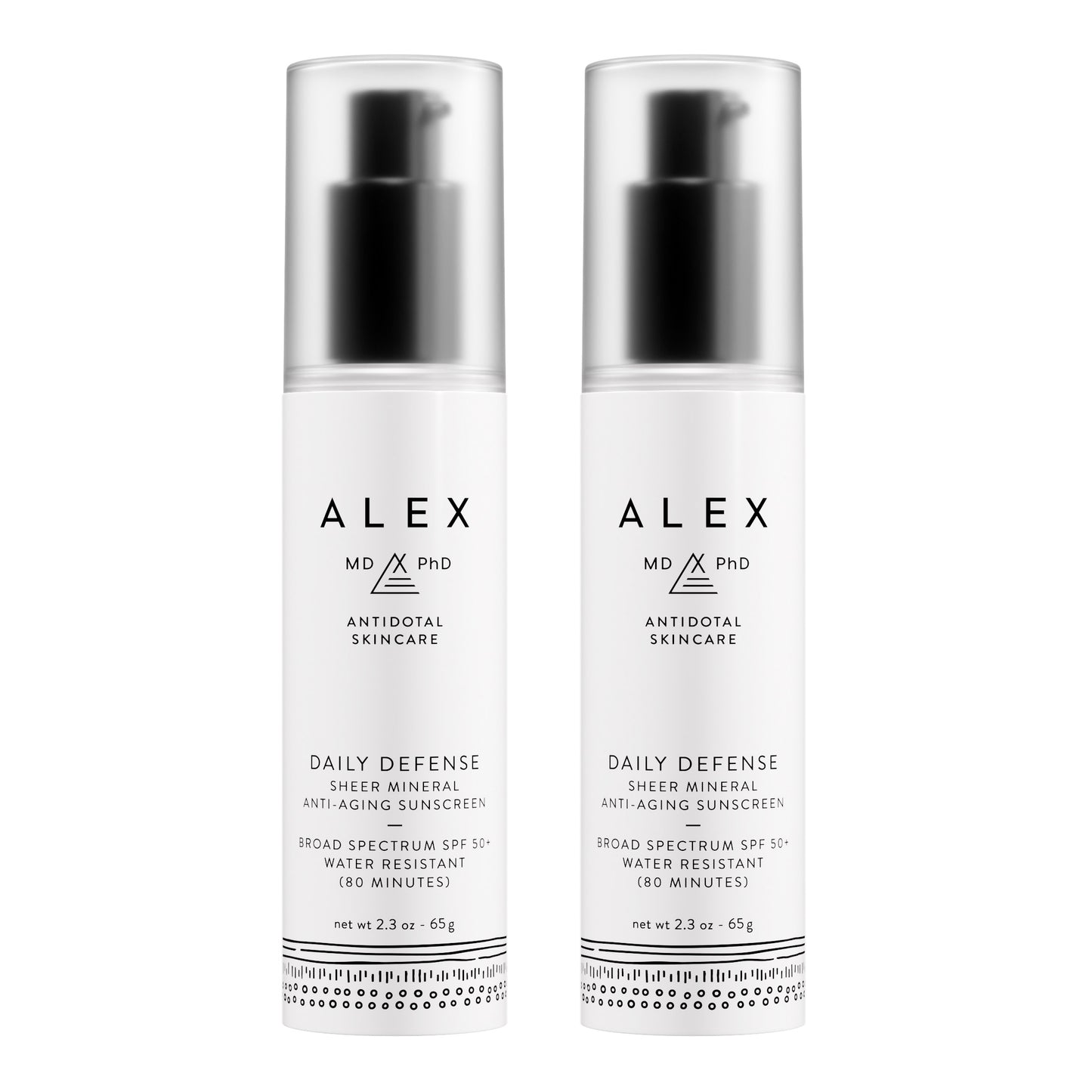 Ultimate Daily Defense: Alex MD PhD Mineral Anti-Aging Sunscreen SPF 50+ - 2 Pack for All Skin Types
