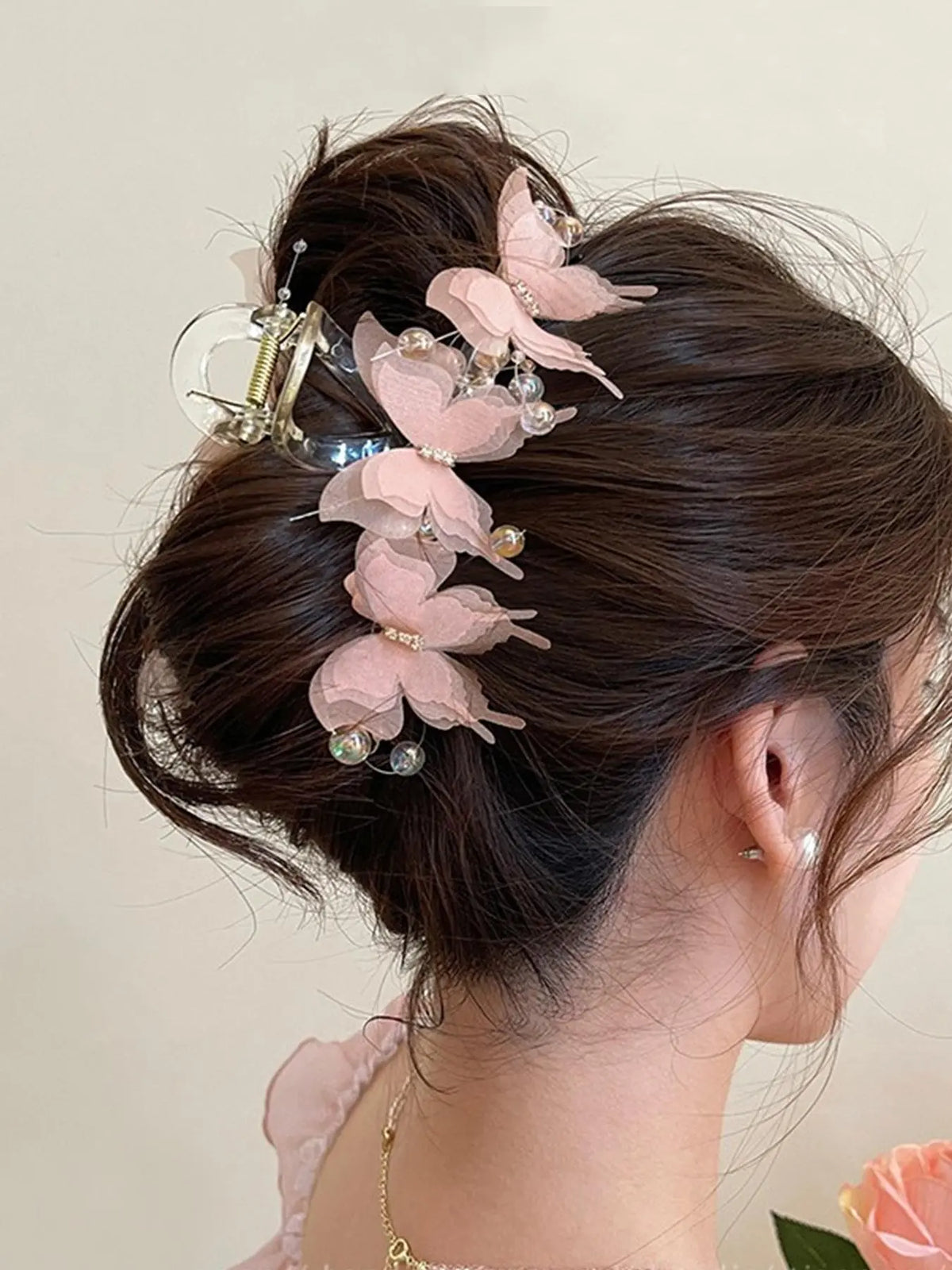 Women'S Elegant Rhinestone Decorated Butterfly Design Hair Claw, Exquisite Trendy Hair Claw for Fall Festival, Fashionable Hair Accessories for Women & Girls, Birthday Gifts