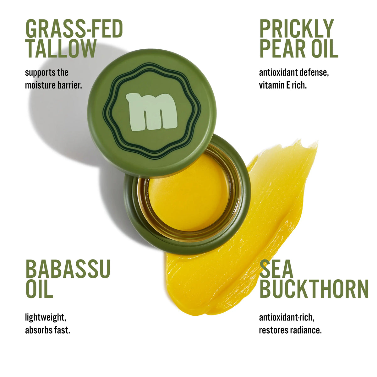 Moochi Grass-Fed Beef Tallow for Skin - Daytime Defense Barrier Balm, Face Moisturizer (30G)