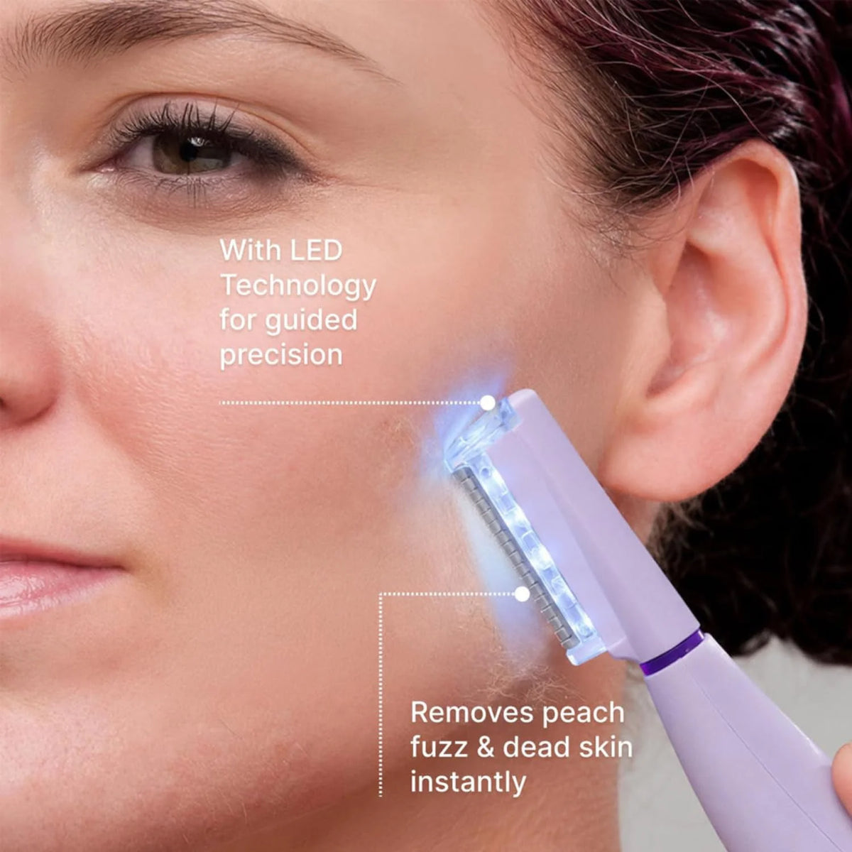 Rechargeable Sonic Dermaplaning Tool for Face - IPX6 Waterproof Facial Shaver & Peach Fuzz Remover with LED Precision
