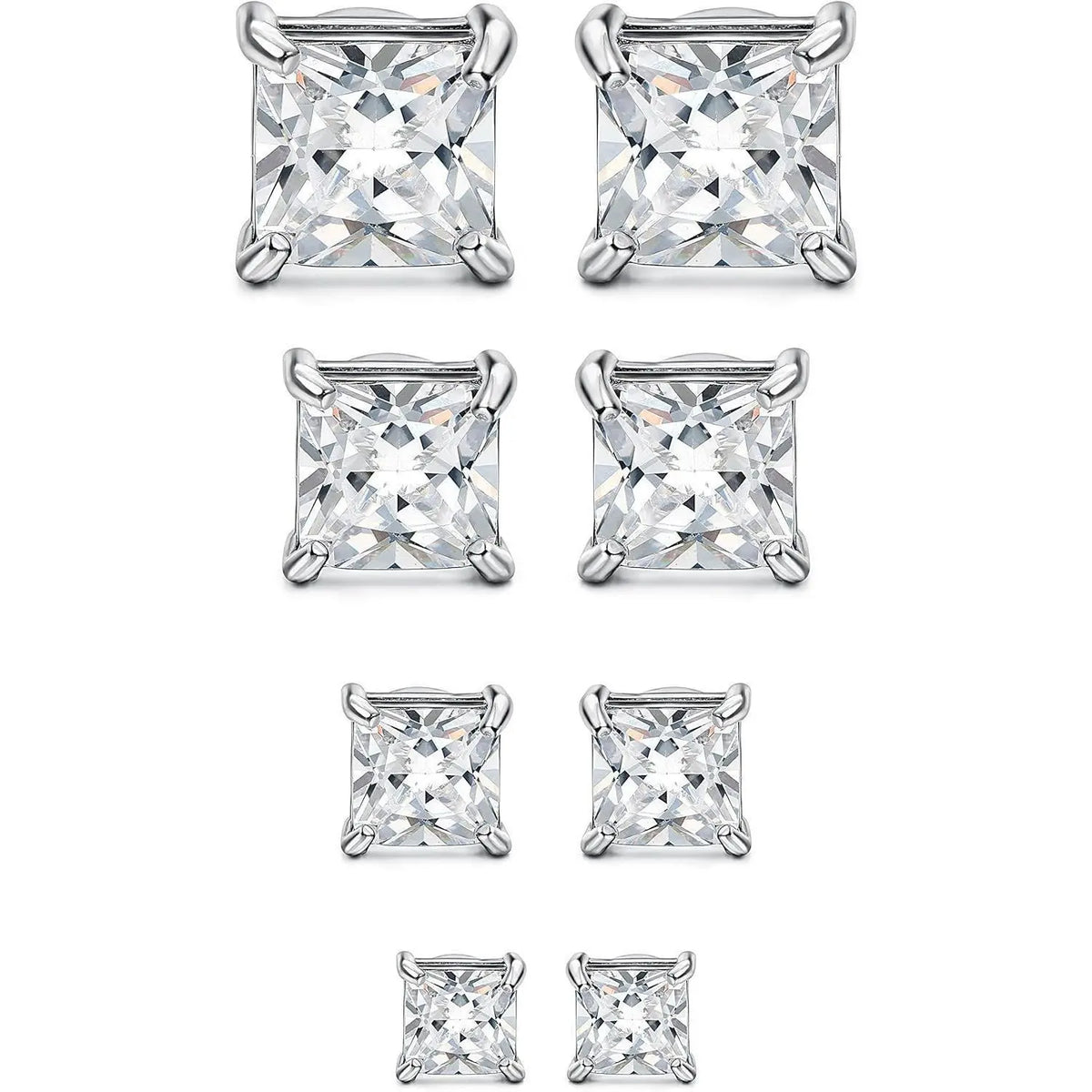 CASSIECA 2-Pair Unisex Stainless Steel Magnetic Studs Earrings Set, Non-Piercing Fake Piercing 5-8MM CZ Jewelry for Adults, Summer Vibes Accessories