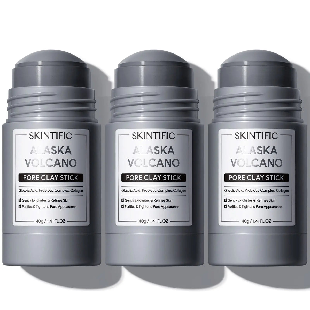 [BUY 2 save 30%]SKINTIFIC Alaska Volcano Pore Clay Stick Cleansing Blackhead Remover Face Mask Stick with Natural Clay Gentle Exfoliating Smoothing Skin Non-Drying Skincare