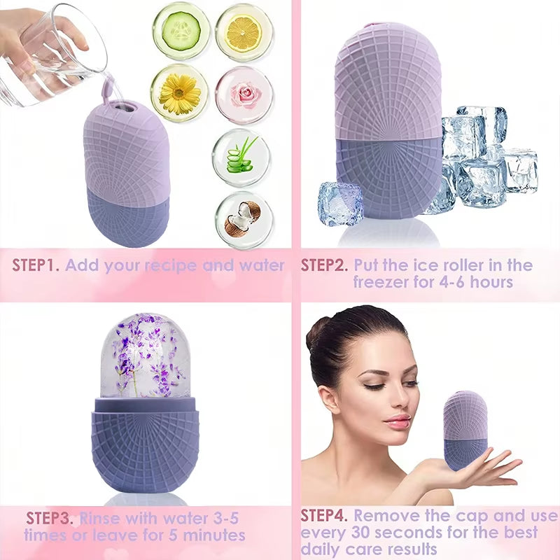Face and Eye Ice Roller, Face Beauty Ice Roller, Facial Ice Massage Beauty Silicone, Reusable Leakproof Skin Care Tool