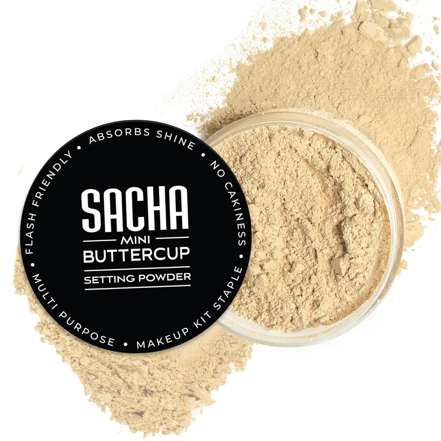 Sacha Buttercup Setting Powder for Medium to Deep Skin Tones – Translucent Loose Face Powder, Flashback-Resistant, Oil Control, Long-Wear Matte Finish (1.75 Oz)
