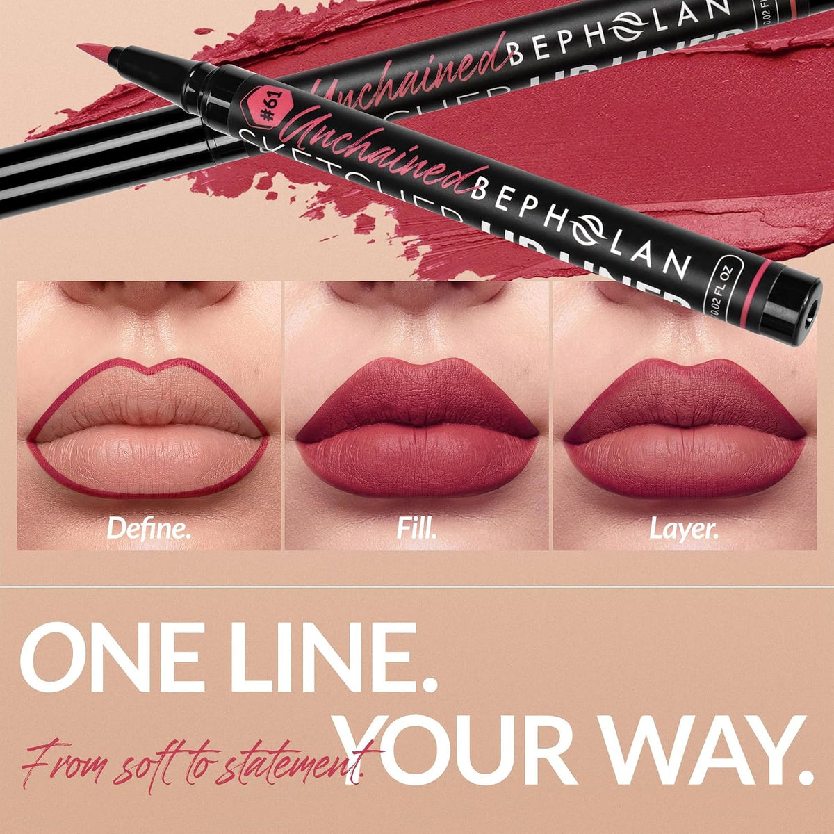 BEPHOLAN All-Day Waterproof Liquid Lip Liner and Stain - Precision Application for Beautiful Lips