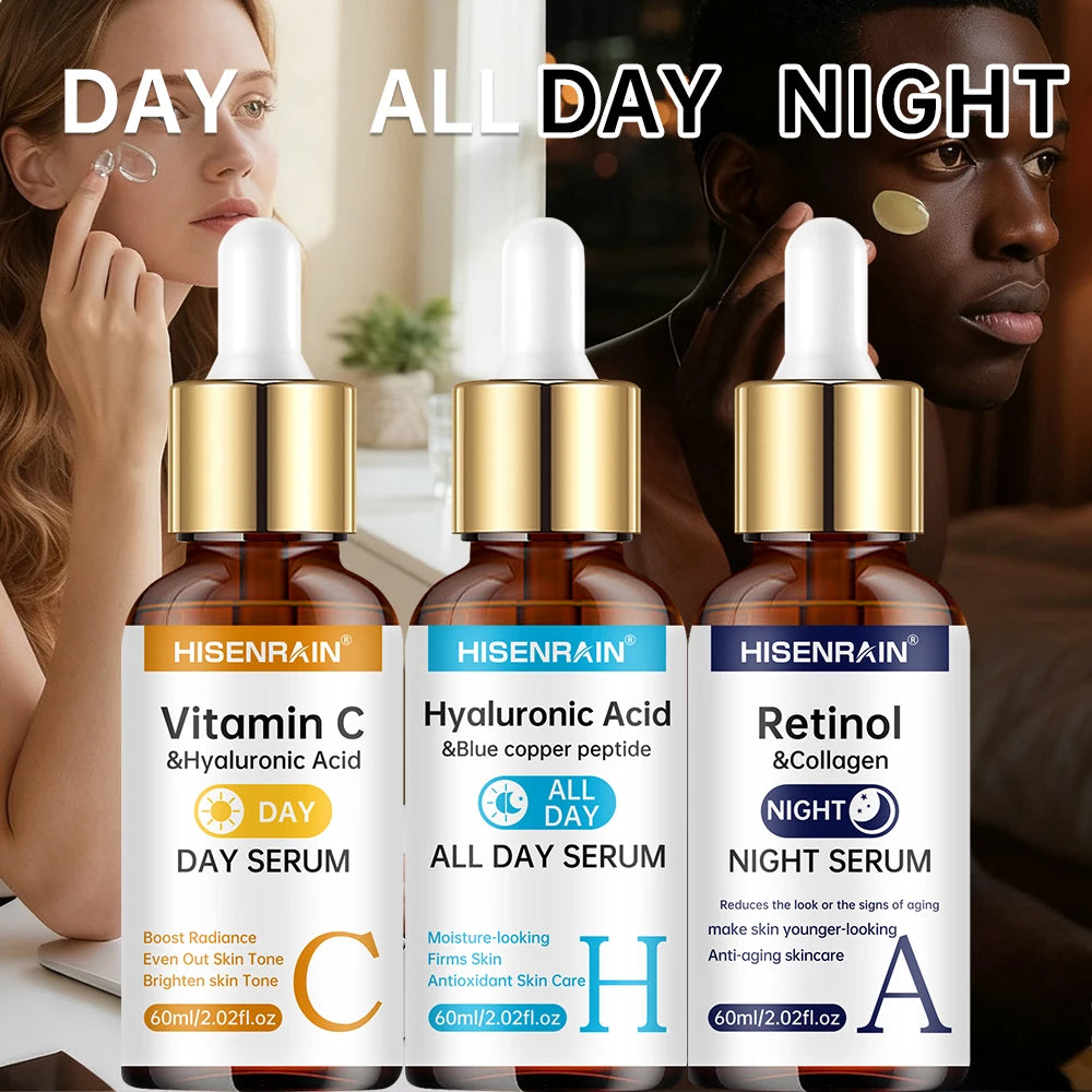 Vitamin C + Retinol + Hyaluronic Acid Serum Duo | Anti-Aging Brightening & Hydration Combo | for All Skin Type.