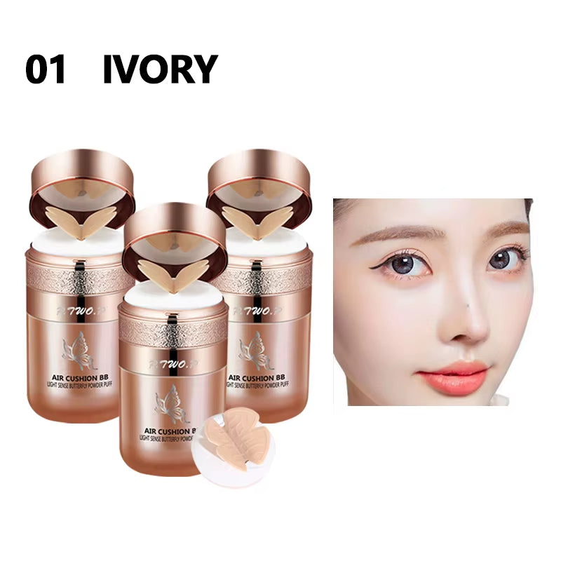 Air Cushion BB Cream Butterfly Powder Puff Moisturizing Foundation Concealer Whitening Oil-Control Waterproof Makeup Cosmetics