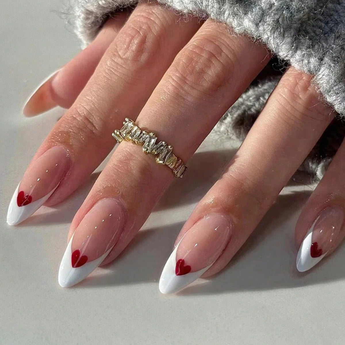 Elevate Your Style with 24Pcs Short Square Fake Nails - Cute Bride Heart White French Tips for Effortless Glam!