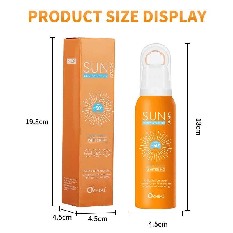 Revitalize Your Skin with O'Cheal 150ml Sunscreen Spray - Anti-Aging, Moisturizing, and Whitening Formula for Body, Face, and Neck