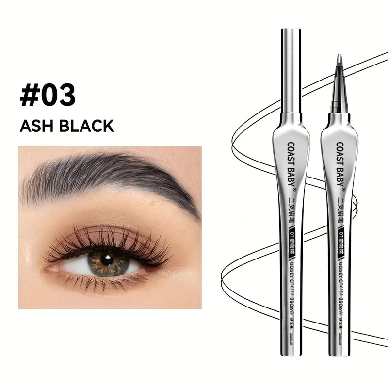 Elevate Your Brow Game with the Beginner-Friendly 2 Forks Tip Eyebrow Pen COAST BABY – Waterproof, Long-Lasting, and Smudge-Proof!