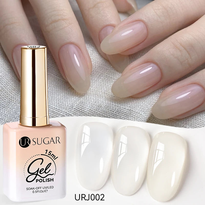 Transform Your Nails with 15ml Jelly Milky White Translucent Gel Polish - Semi-Permanent UV Nail Art Varnish for Stunning Results