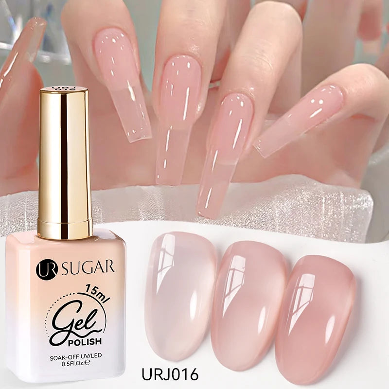 Transform Your Nails with 15ml Jelly Milky White Translucent Gel Polish - Semi-Permanent UV Nail Art Varnish for Stunning Results