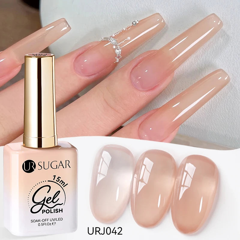 Transform Your Nails with 15ml Jelly Milky White Translucent Gel Polish - Semi-Permanent UV Nail Art Varnish for Stunning Results