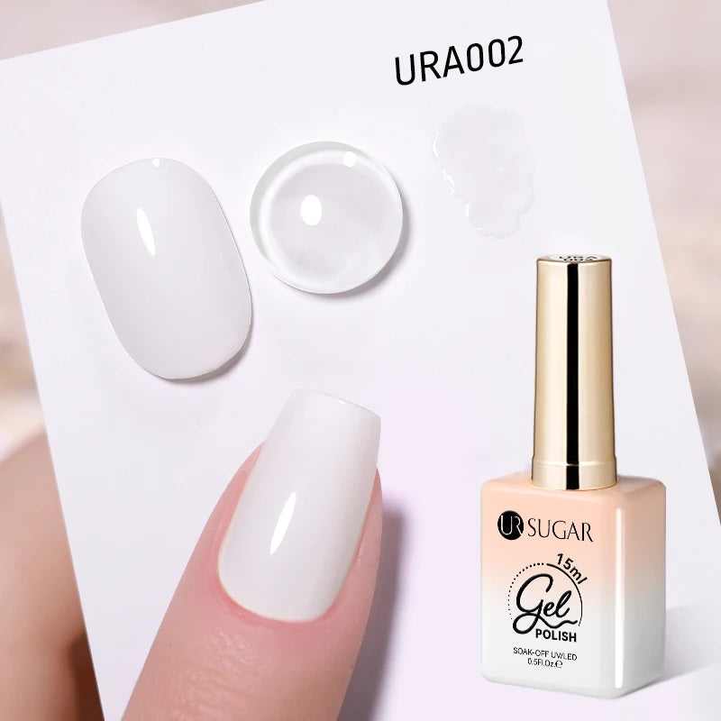 Transform Your Nails with 15ml Jelly Milky White Translucent Gel Polish - Semi-Permanent UV Nail Art Varnish for Stunning Results