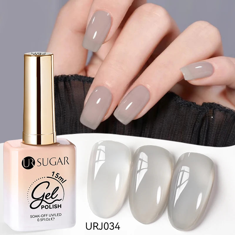 Transform Your Nails with 15ml Jelly Milky White Translucent Gel Polish - Semi-Permanent UV Nail Art Varnish for Stunning Results
