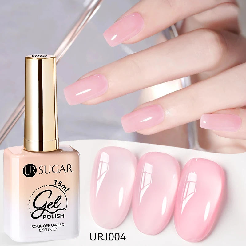 Transform Your Nails with 15ml Jelly Milky White Translucent Gel Polish - Semi-Permanent UV Nail Art Varnish for Stunning Results
