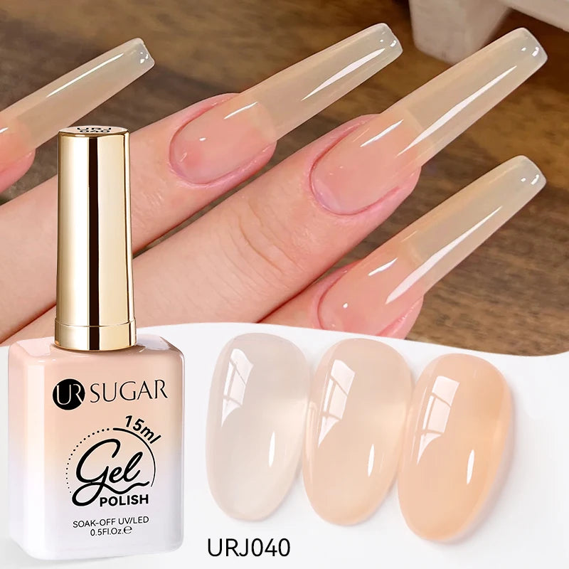 Transform Your Nails with 15ml Jelly Milky White Translucent Gel Polish - Semi-Permanent UV Nail Art Varnish for Stunning Results
