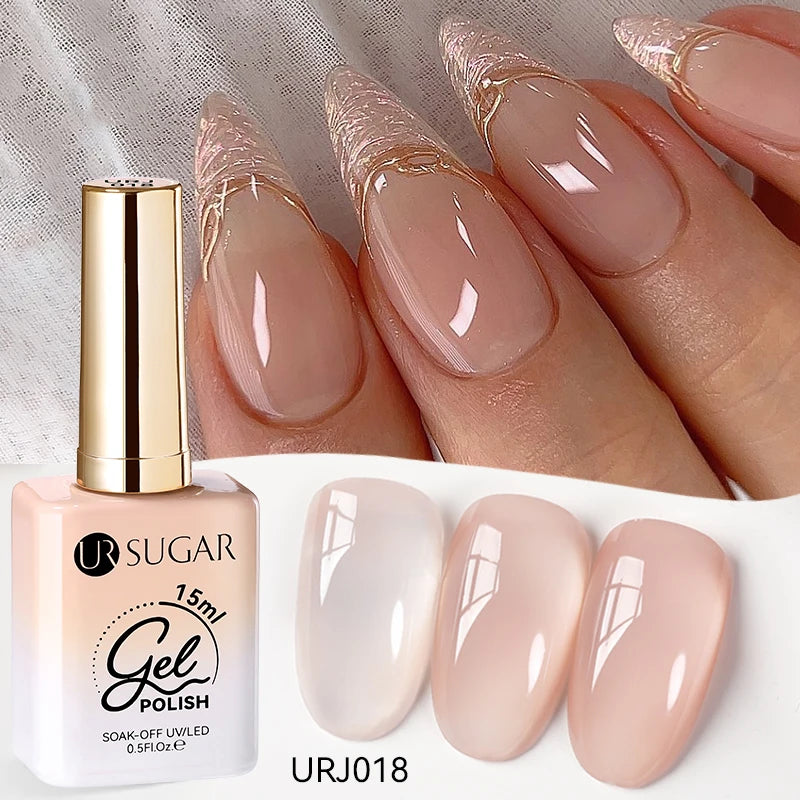 Transform Your Nails with 15ml Jelly Milky White Translucent Gel Polish - Semi-Permanent UV Nail Art Varnish for Stunning Results