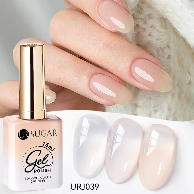 Transform Your Nails with 15ml Jelly Milky White Translucent Gel Polish - Semi-Permanent UV Nail Art Varnish for Stunning Results