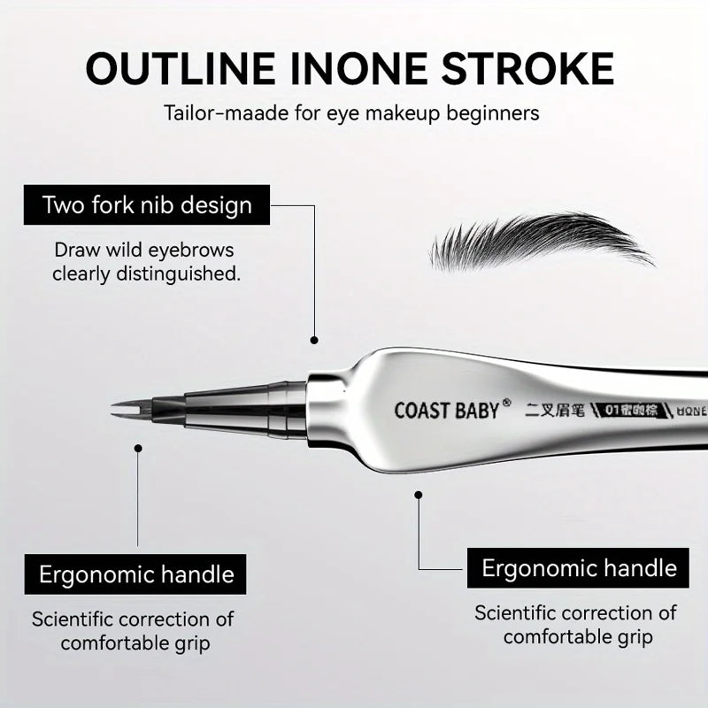 Elevate Your Brow Game with the Beginner-Friendly 2 Forks Tip Eyebrow Pen COAST BABY – Waterproof, Long-Lasting, and Smudge-Proof!
