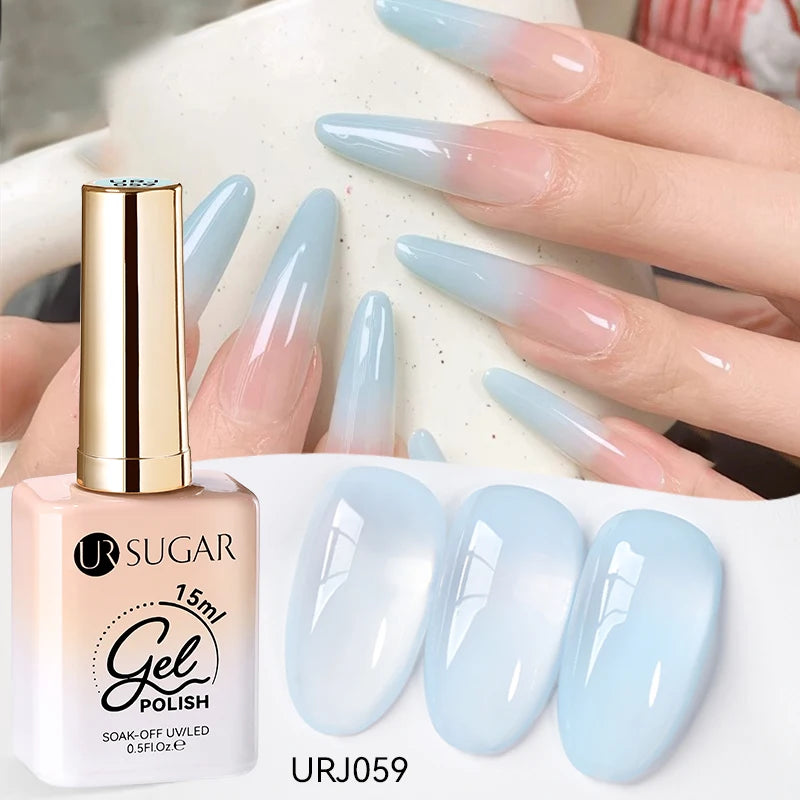 Transform Your Nails with 15ml Jelly Milky White Translucent Gel Polish - Semi-Permanent UV Nail Art Varnish for Stunning Results