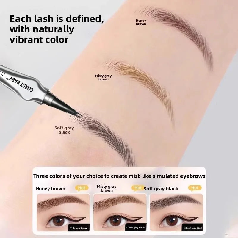 Elevate Your Brow Game with the Beginner-Friendly 2 Forks Tip Eyebrow Pen COAST BABY – Waterproof, Long-Lasting, and Smudge-Proof!