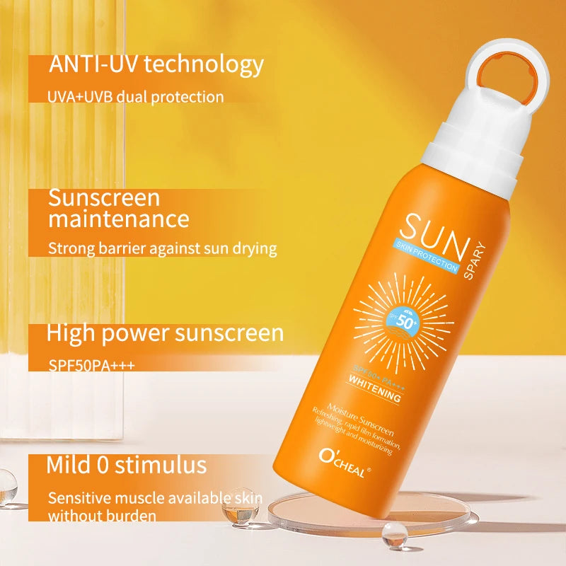 Revitalize Your Skin with O'Cheal 150ml Sunscreen Spray - Anti-Aging, Moisturizing, and Whitening Formula for Body, Face, and Neck
