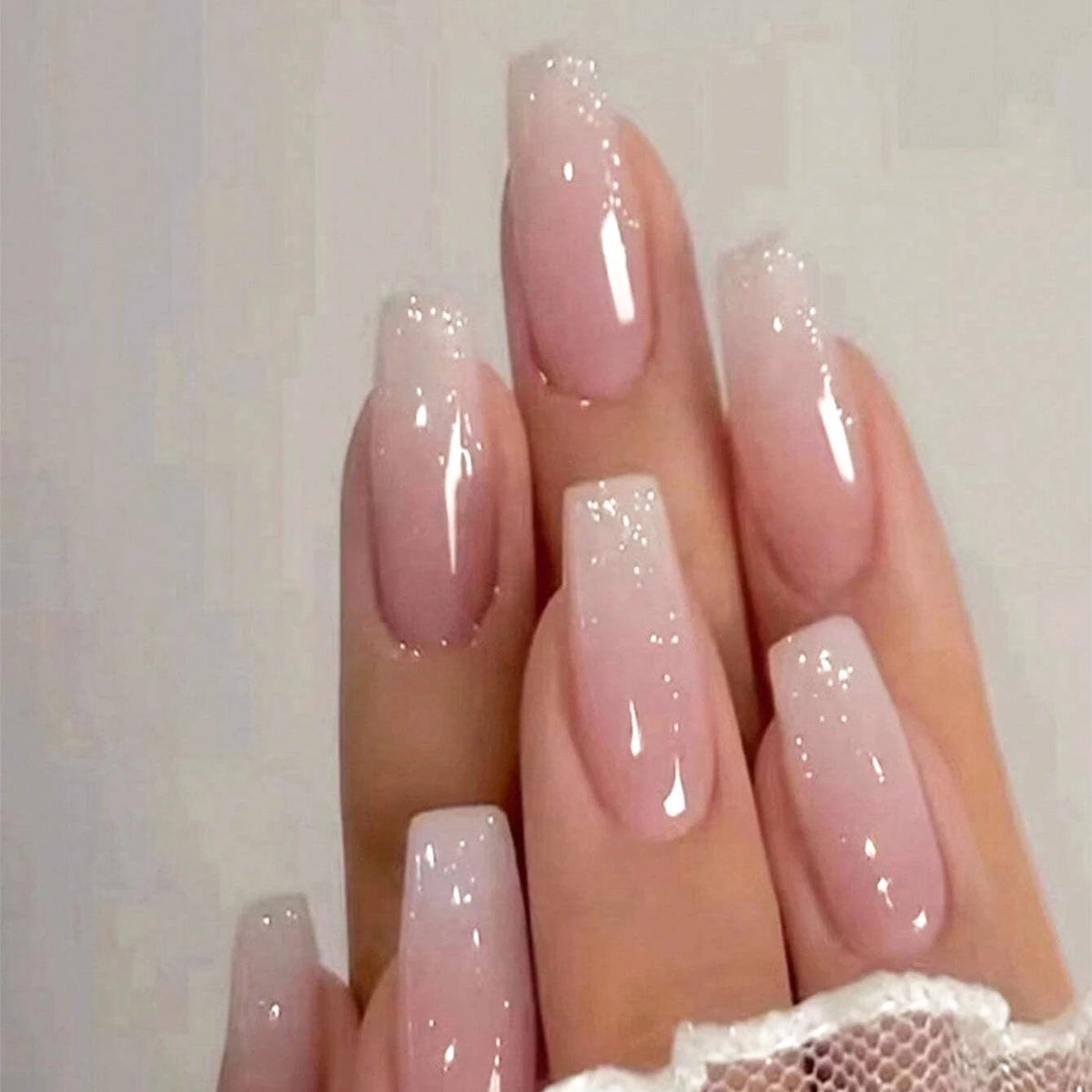 Elevate Your Style with 24Pcs Short Square Fake Nails - Cute Bride Heart White French Tips for Effortless Glam!