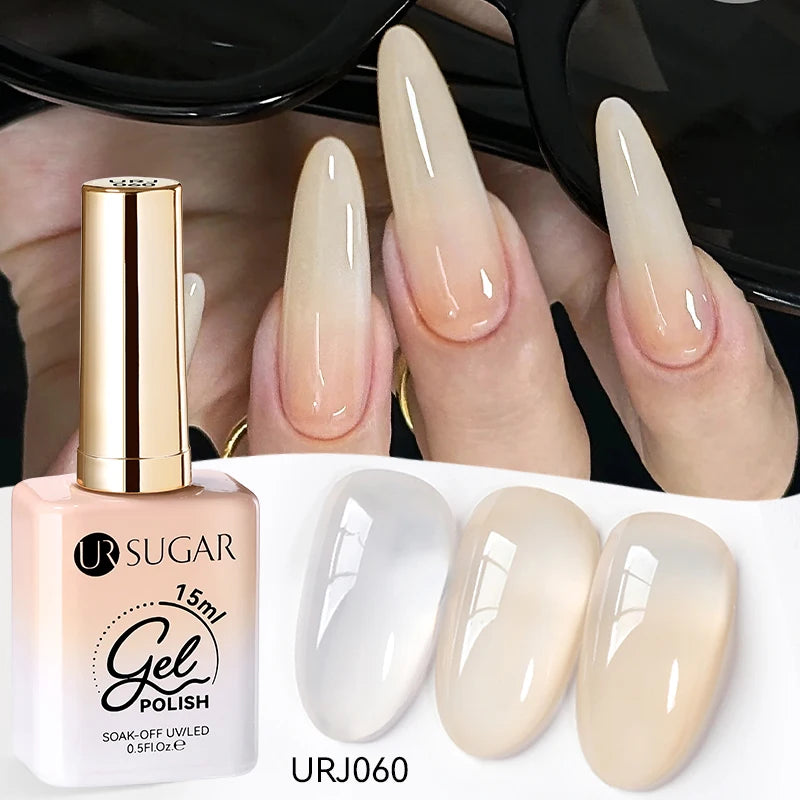 Transform Your Nails with 15ml Jelly Milky White Translucent Gel Polish - Semi-Permanent UV Nail Art Varnish for Stunning Results