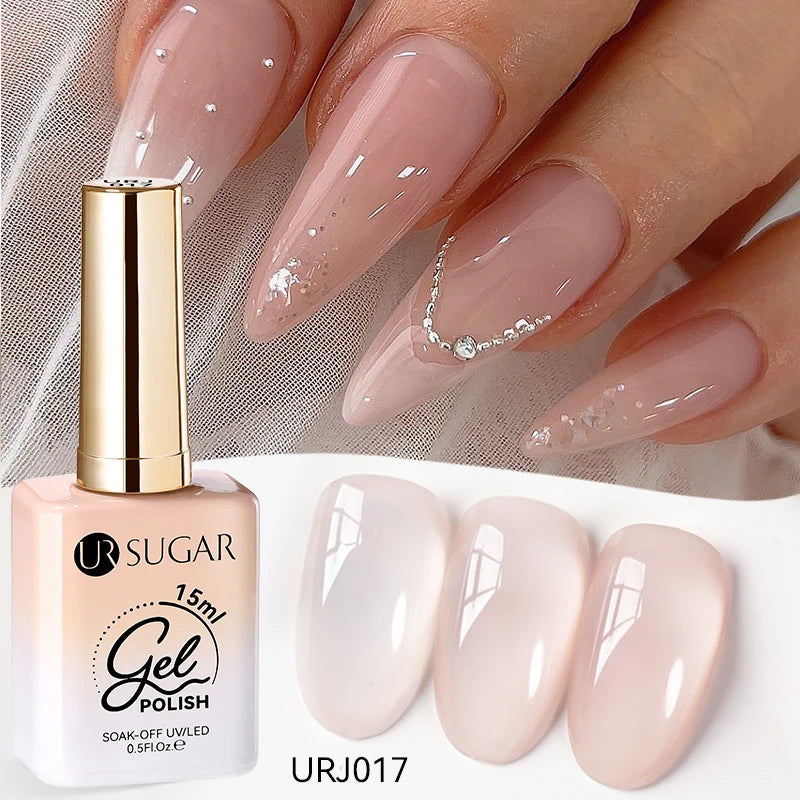 Transform Your Nails with 15ml Jelly Milky White Translucent Gel Polish - Semi-Permanent UV Nail Art Varnish for Stunning Results