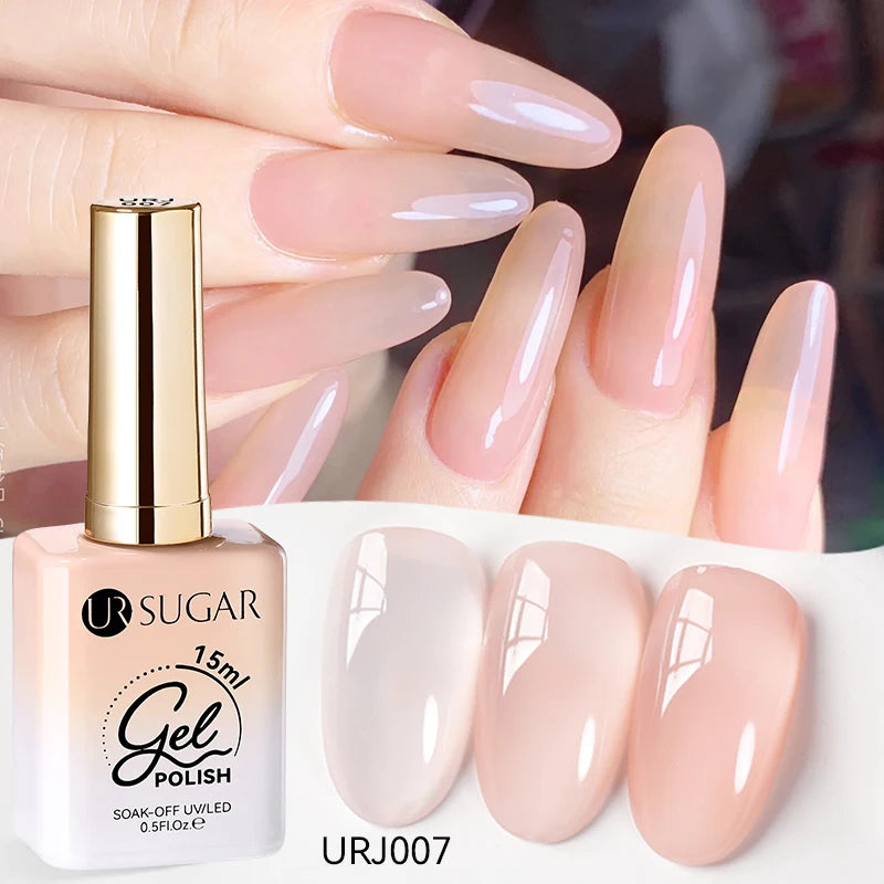 Transform Your Nails with 15ml Jelly Milky White Translucent Gel Polish - Semi-Permanent UV Nail Art Varnish for Stunning Results