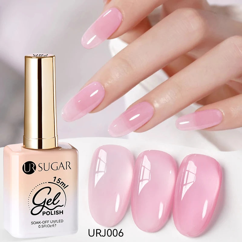 Transform Your Nails with 15ml Jelly Milky White Translucent Gel Polish - Semi-Permanent UV Nail Art Varnish for Stunning Results