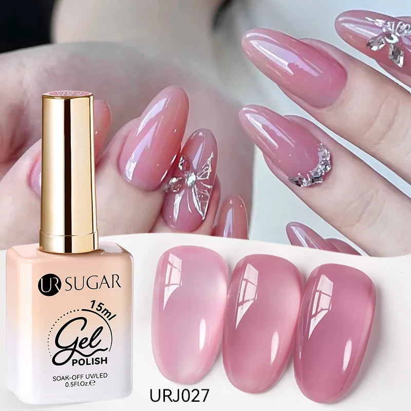 Transform Your Nails with 15ml Jelly Milky White Translucent Gel Polish - Semi-Permanent UV Nail Art Varnish for Stunning Results
