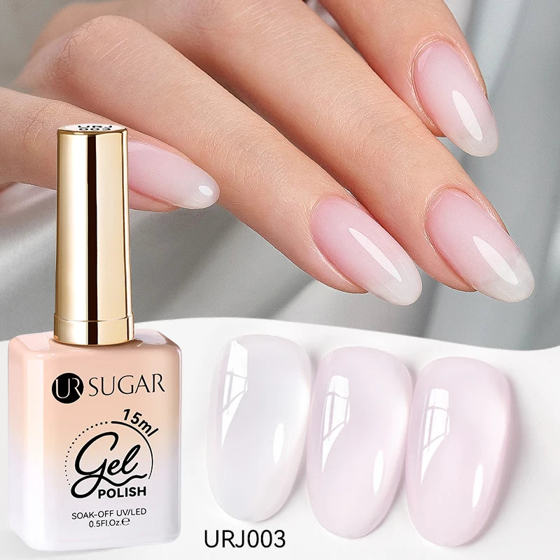 Transform Your Nails with 15ml Jelly Milky White Translucent Gel Polish - Semi-Permanent UV Nail Art Varnish for Stunning Results