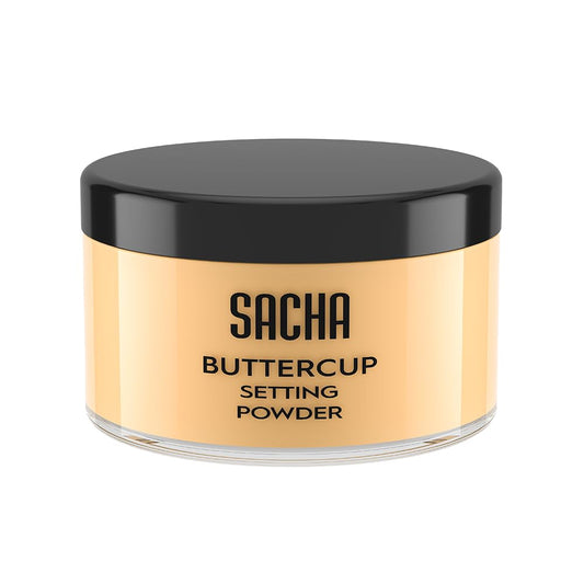 Sacha Buttercup Setting Powder for Medium to Deep Skin Tones – Translucent Loose Face Powder, Flashback-Resistant, Oil Control, Long-Wear Matte Finish (1.75 Oz)