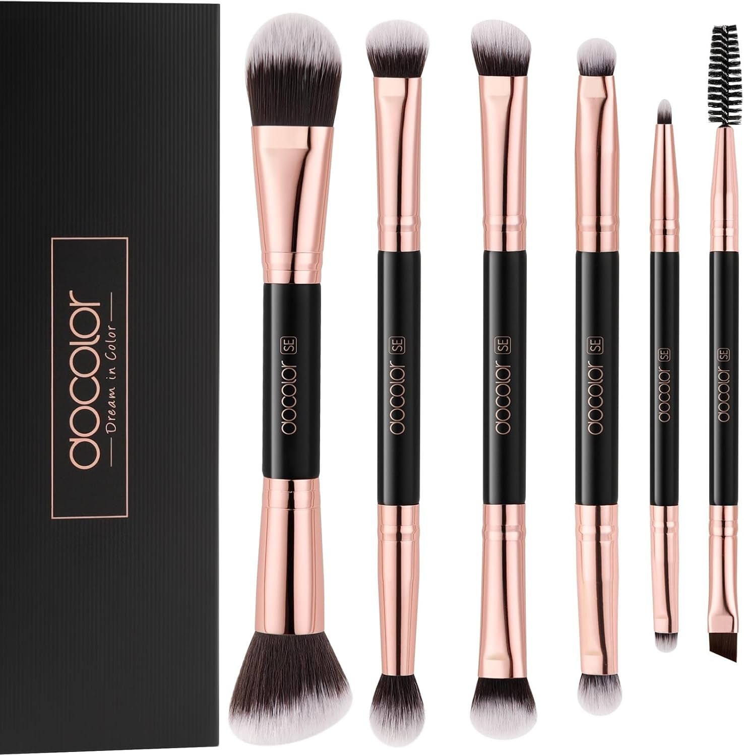 Transform Your Makeup Game with Our 6-Piece Double-Sided Professional Brush Set for Flawless Application