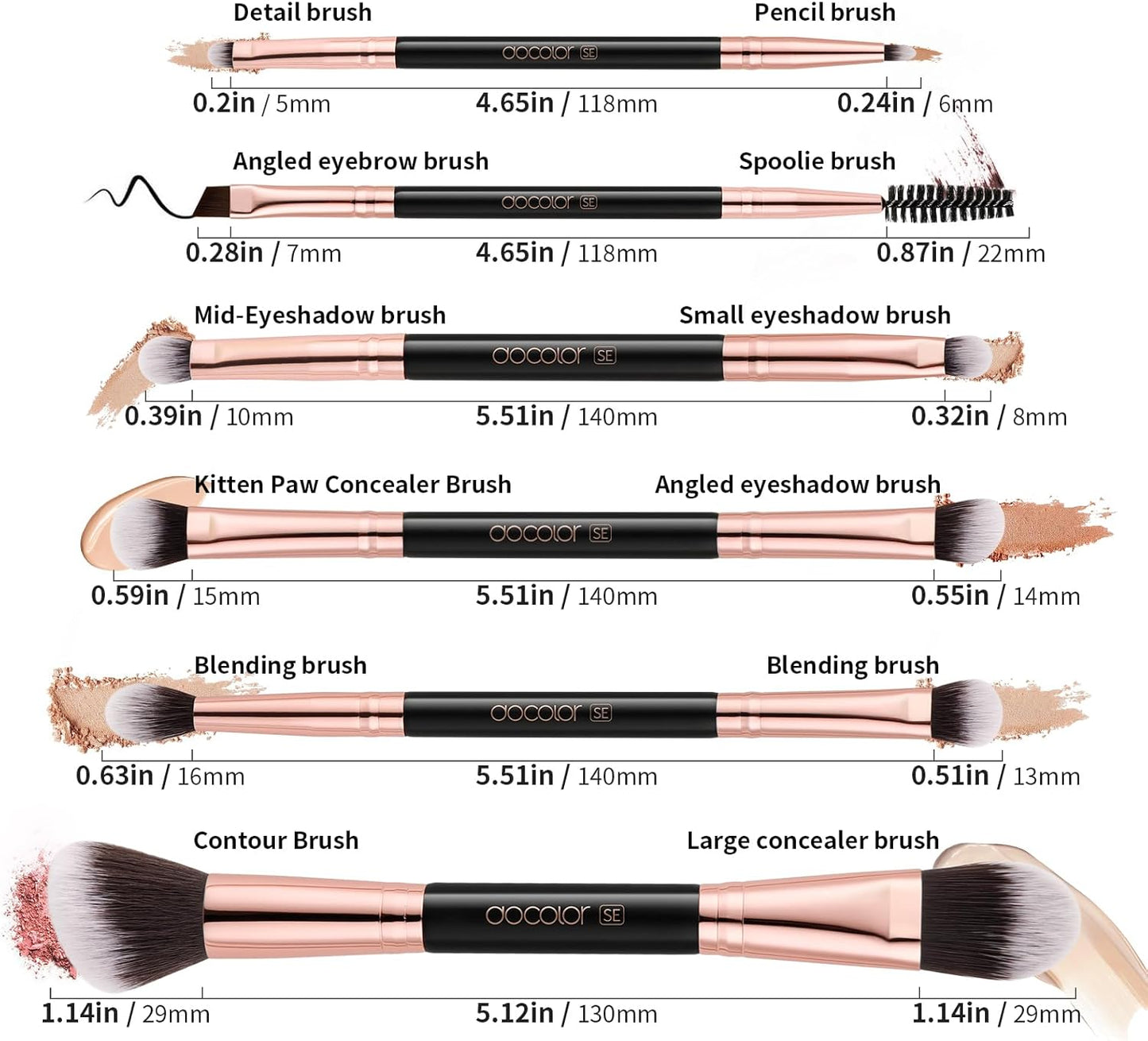 Transform Your Makeup Game with Our 6-Piece Double-Sided Professional Brush Set for Flawless Application