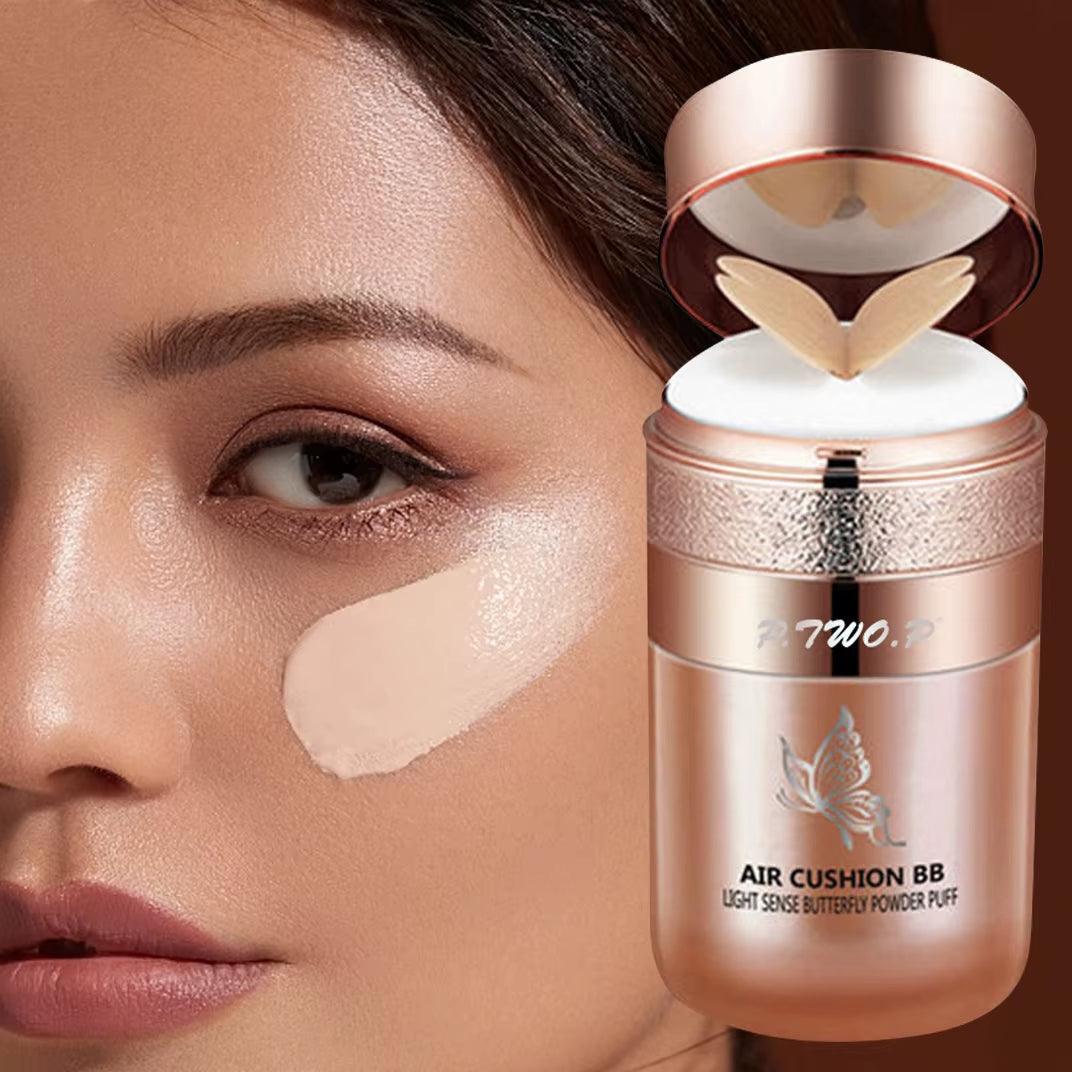 Air Cushion BB Cream Butterfly Powder Puff Moisturizing Foundation Concealer Whitening Oil-Control Waterproof Makeup Cosmetics