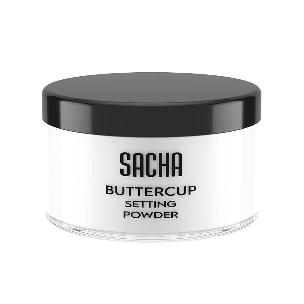 Sacha Buttercup Setting Powder for Medium to Deep Skin Tones – Translucent Loose Face Powder, Flashback-Resistant, Oil Control, Long-Wear Matte Finish (1.75 Oz)