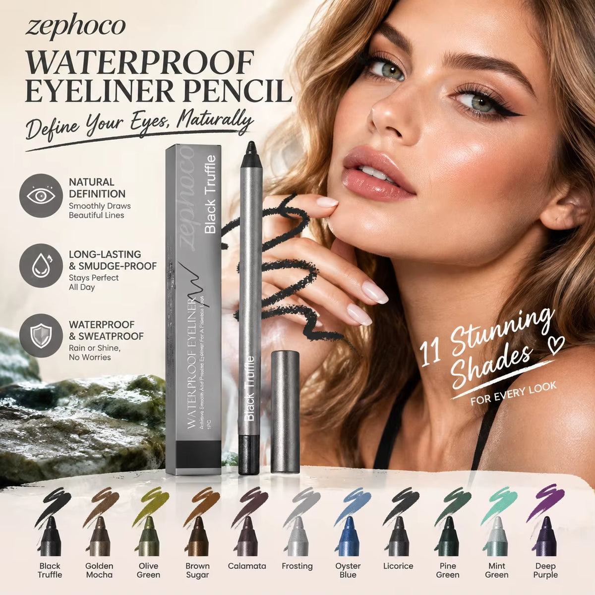 Transform Your Eyes with Our Waterproof Gel Eyeliner Pencil – Smudge-Proof, Smooth, and Flawlessly Matte Finish – 1Pc