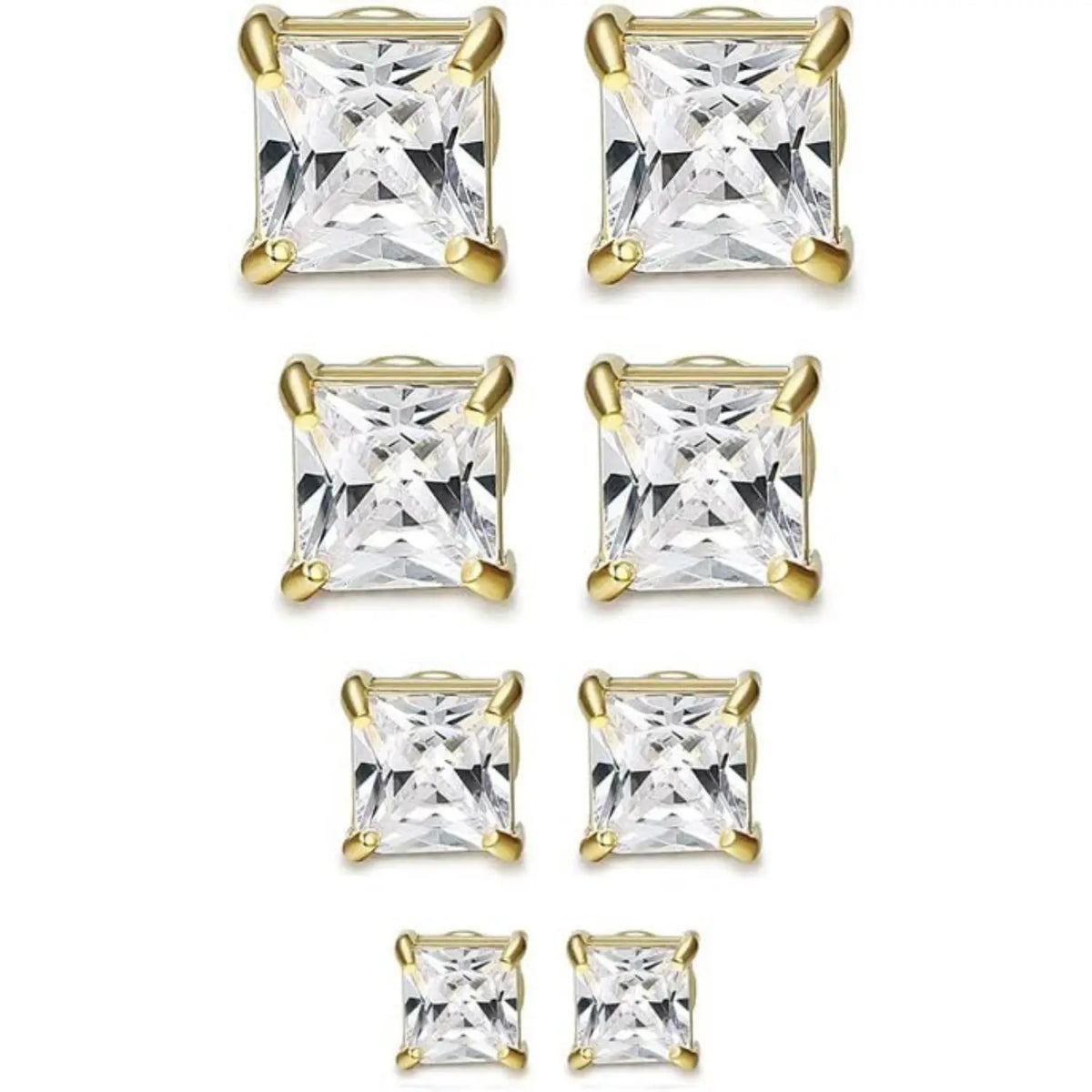 CASSIECA 2-Pair Unisex Stainless Steel Magnetic Studs Earrings Set, Non-Piercing Fake Piercing 5-8MM CZ Jewelry for Adults, Summer Vibes Accessories
