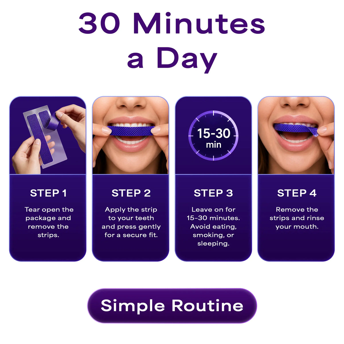 Transform Your Smile with Kugig Purple Peroxide-Free Teeth Whitening Strips - 42-Count At-Home Kit