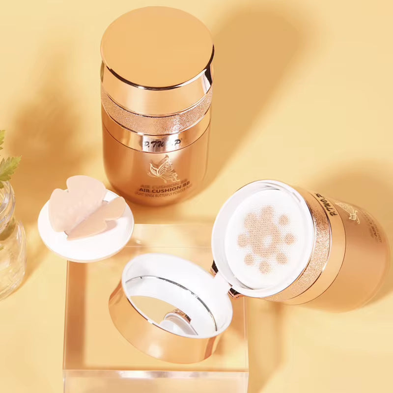 Air Cushion BB Cream Butterfly Powder Puff Moisturizing Foundation Concealer Whitening Oil-Control Waterproof Makeup Cosmetics